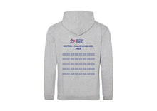 Load image into Gallery viewer, British Judo Championships Event Names Hoodie Choice of Navy, White and Red
