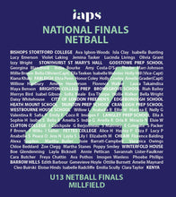 Load image into Gallery viewer, U13s 2024 IAPS National Finalist Netball Hoodie (Competitor Names and School Names)
