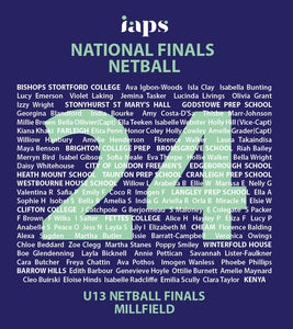 U13s 2024 IAPS National Finalist Netball Hoodie (Competitor Names and School Names)