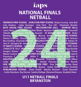 11's 2024 IAPS National Finalist Netball Hoodie (Competitor Names and School Names)