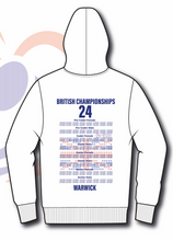 Load image into Gallery viewer, 2024 British Judo Championships WHITE Event Names Hoodie Choice of Navy, White and Red
