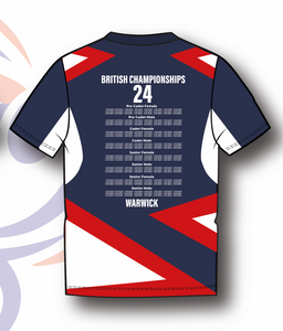 2024 British Championships NAVY  Event T-shirt Competitor Names