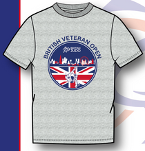 Load image into Gallery viewer, British Veteran Open Event T-shirts Grey  London UJ  Circle
