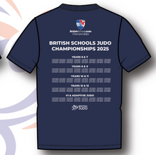 Load image into Gallery viewer, 2025 Names British Schools Championships Event T-shirt Competitor Names Navy
