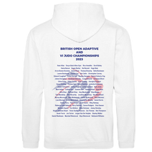 Load image into Gallery viewer, 2023 British Open Adaptive and VI Judo Championships Event Names Hoodies Choice of Navy, Red &amp; White
