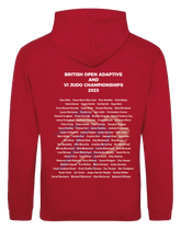 Load image into Gallery viewer, 2023 British Open Adaptive and VI Judo Championships Event Names Hoodie Choice of Navy, White and Red
